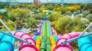 View from the top of the Taumata Racer at Aquatica Orlando - Orlando, Florida, USA